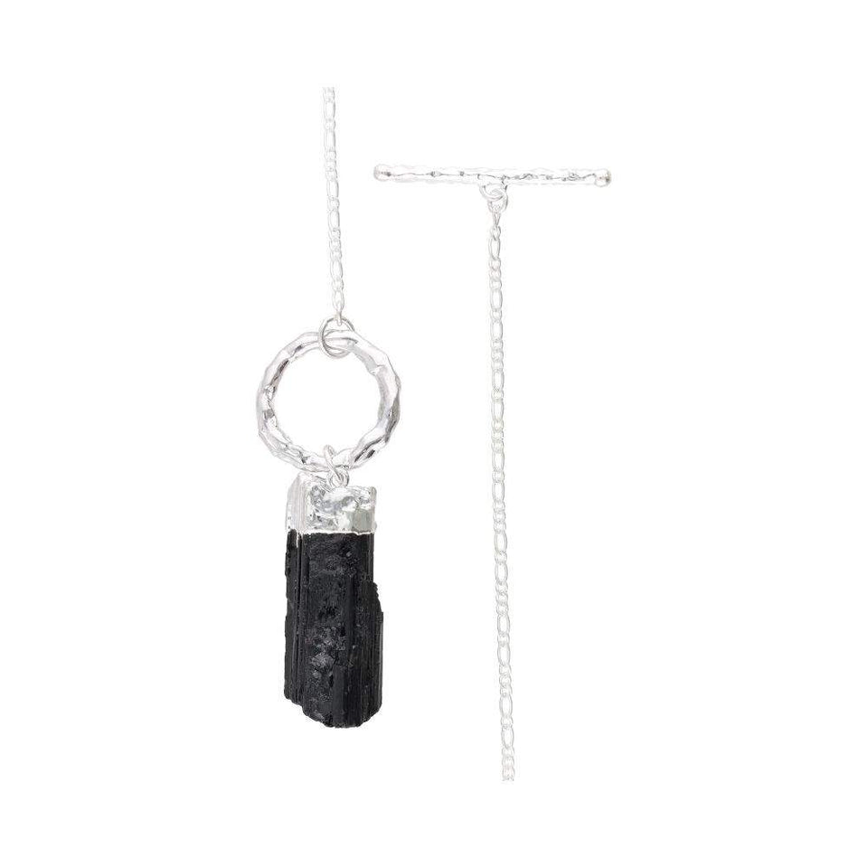 Colgante Turmalina Bruta Desmontable | Joyería Protección en Plata Esotergia