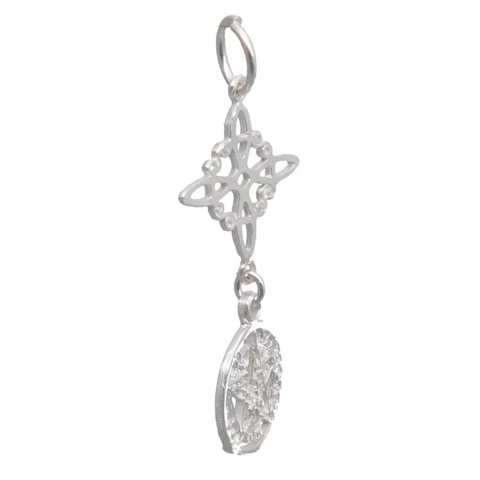 Colgante de Plata de Ley con Doble Protección – Tetragrammatón + Nudo de Bruja | Amuleto de Poder