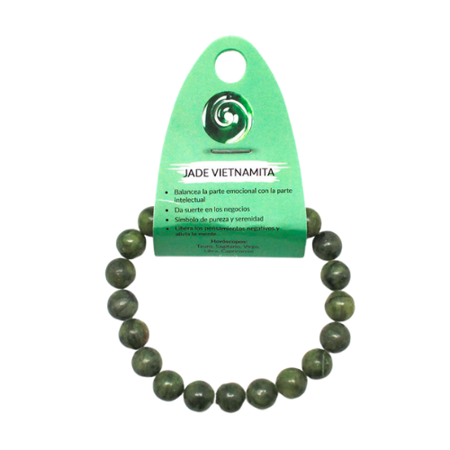 Pulsera Elástica de Jade Vietnamita 10 mm - Equilibrio, Prosperidad y Serenidad