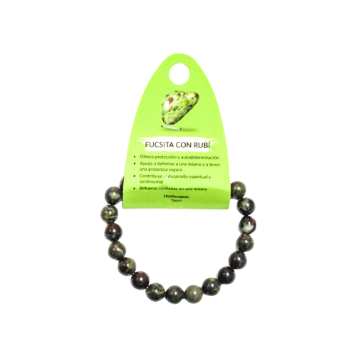 Pulsera Elástica de Fucsita con Rubí 8 mm - Protección, Autodeterminación y Confianza