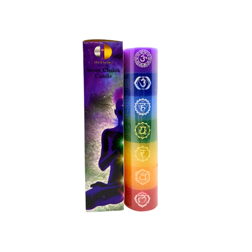 Vela Velón Votiva de Cera de los Siete Chakras - Equilibrio y Armonía (16 Horas)