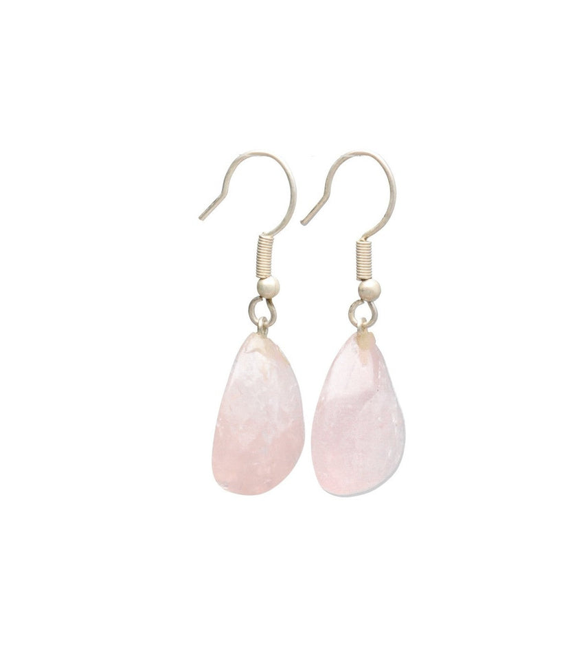 Pendientes de Cuarzo Rosa en Gota (Baño de Plata) | Amor Propio y Sanación Esotergia