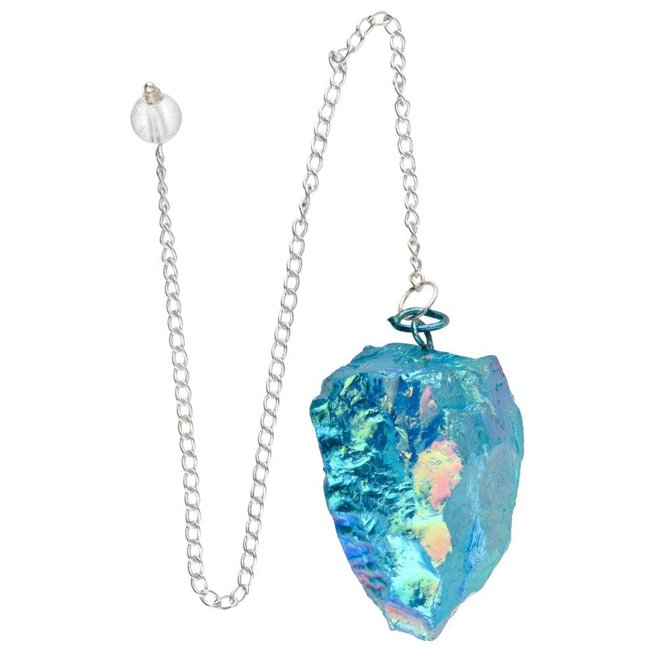 Péndulo Cuarzo Aqua Aura Azul Bruto Esotergia
