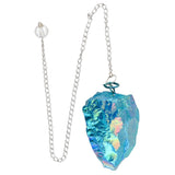 Péndulo Cuarzo Aqua Aura Azul Bruto Esotergia