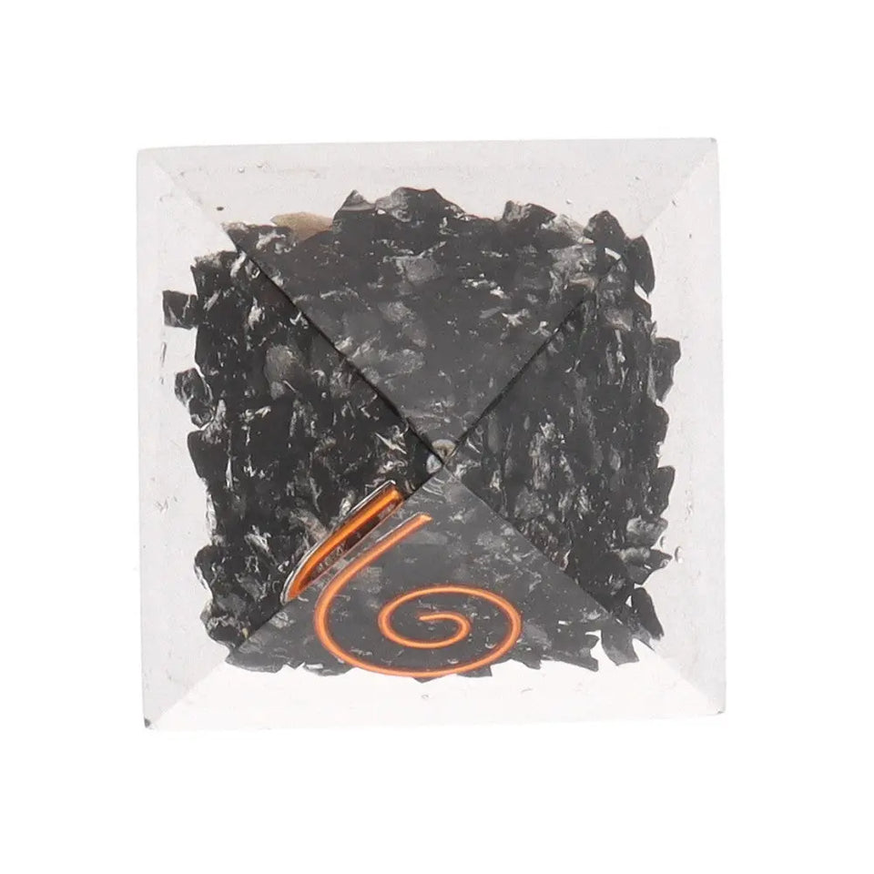 Pirámide Orgonita de Shungit con Espiral – Protección y Energía | 3x3cm Esotergia
