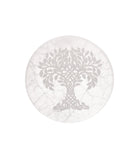 Placa Circular de Selenita Árbol de la Vida | Purificación y Enraizamiento Esotergia