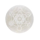 Placa Circular de Selenita Chakras (10cm) | Limpieza y Alineación Esotergia
