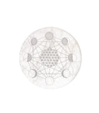 Placa Circular de Selenita Fases Lunares y Flor de la Vida | Intuición, Ciclos y Purificación Esotergia