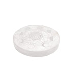 Placa Circular de Selenita Fases Lunares y Flor de la Vida | Intuición, Ciclos y Purificación Esotergia
