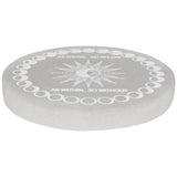 Placa Circular de Selenita Grabada Fases Lunares | Base de Carga (10 cm) Esotergia