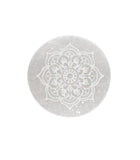 Placa Circular de Selenita Flor Geométrica | Purificación y Orden Cósmico Esotergia