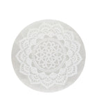 Placa Circular de Selenita Mandala Floral | Purificación y Armonía Interior Esotergia