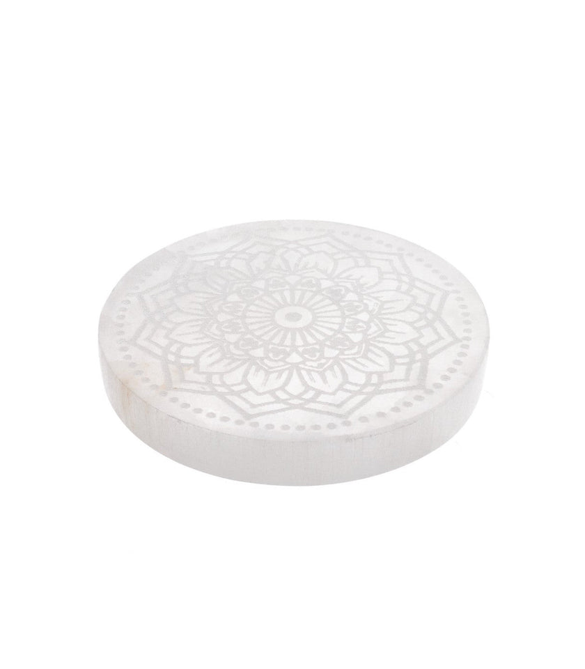 Placa Circular de Selenita Mandala | Purificación y Centro Espiritual Esotergia