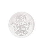Placa Circular de Selenita Mano de Fátima (10 cm) | Protección y Limpieza Esotergia
