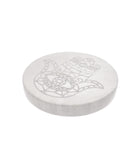 Placa Circular de Selenita Mano de Fátima (10 cm) | Protección y Limpieza Esotergia