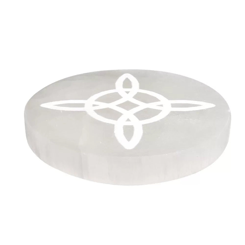 Placa Selenita Nudo de Brujas Extra | Limpieza y Protección Esotergia