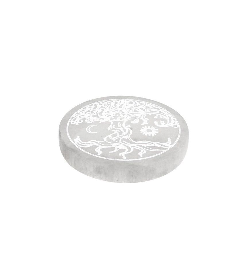 Placa Circular de Selenita Sol y Luna Extra | Equilibrio Cósmico y Purificación Esotergia