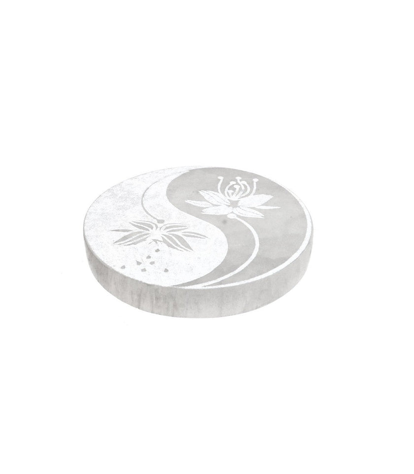 Placa Circular de Selenita Yin Yang (10 cm) | Limpieza y Equilibrio | Esotergia Esotergia