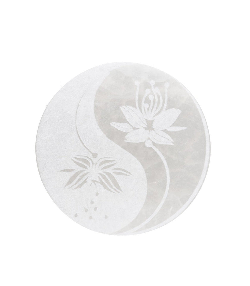 Placa Circular de Selenita Yin Yang (10 cm) | Limpieza y Equilibrio | Esotergia Esotergia