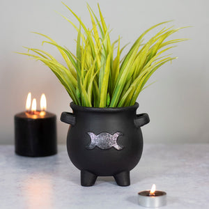 Terracotta Cauldron Pot Triple Moon 