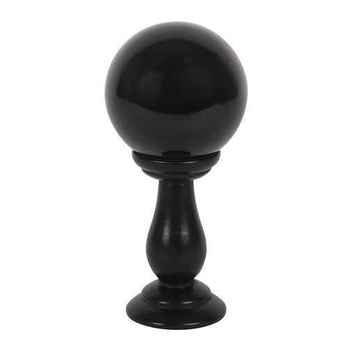 Black Crystal Ball Divination with Wooden Stand 