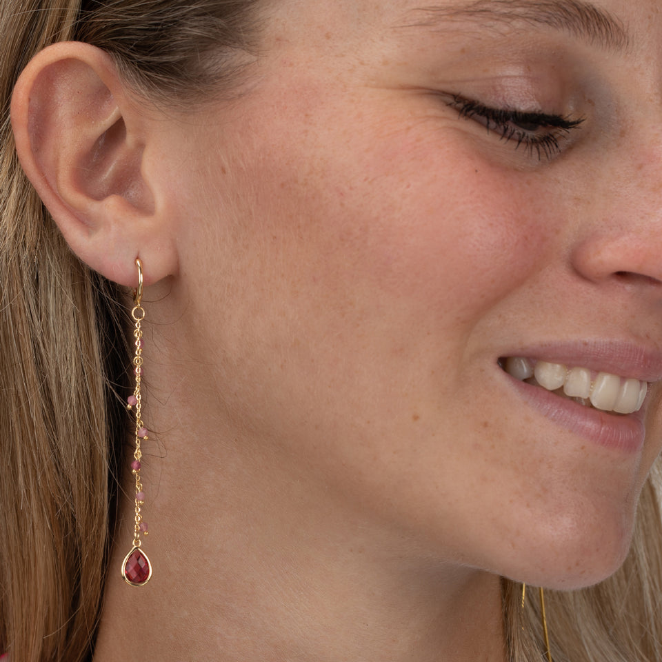 Pink Tourmaline Teardrop Earrings
