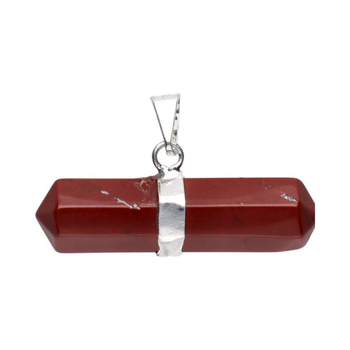 Horizontal Doubly Terminated Red Jasper Pendant