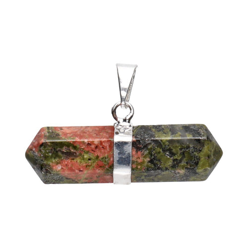 Horizontal Doubly Terminated Unakite Jasper Pendant