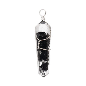 Shungite Pendant with Doubly Terminated Resin in Silver Bath