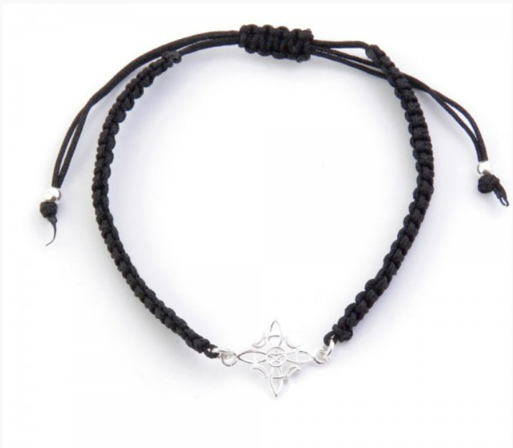Macrame Bracelet with Witch's Knot in 925 Sterling Silver 