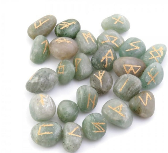 Green Aventurine Viking Runes